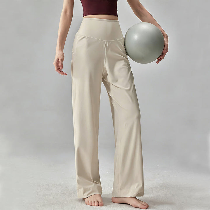 Pantalon de yoga Olivenorma uni, taille haute, coupe fluide - Abricot - 5XL - image 0