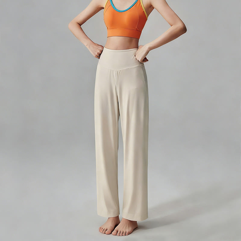 Pantalon de yoga Olivenorma uni, taille haute, coupe fluide - image 5