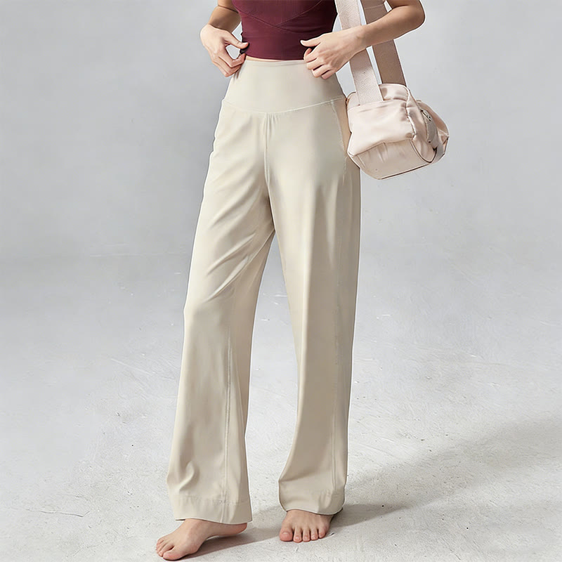 Pantalon de yoga Olivenorma uni, taille haute, coupe fluide - image 4