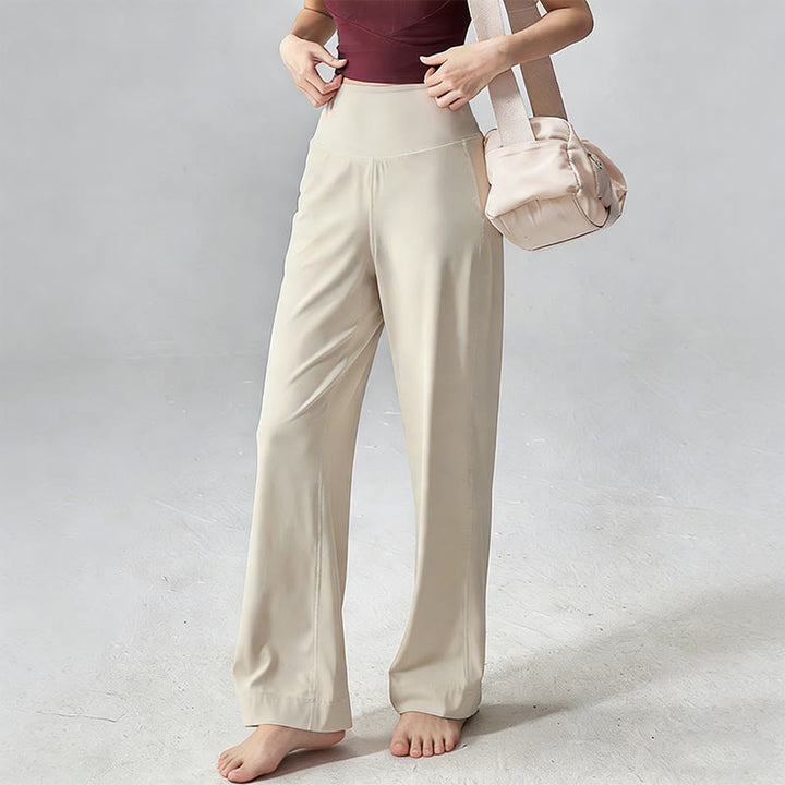 Pantalon de yoga Olivenorma uni, taille haute, coupe fluide - image 4