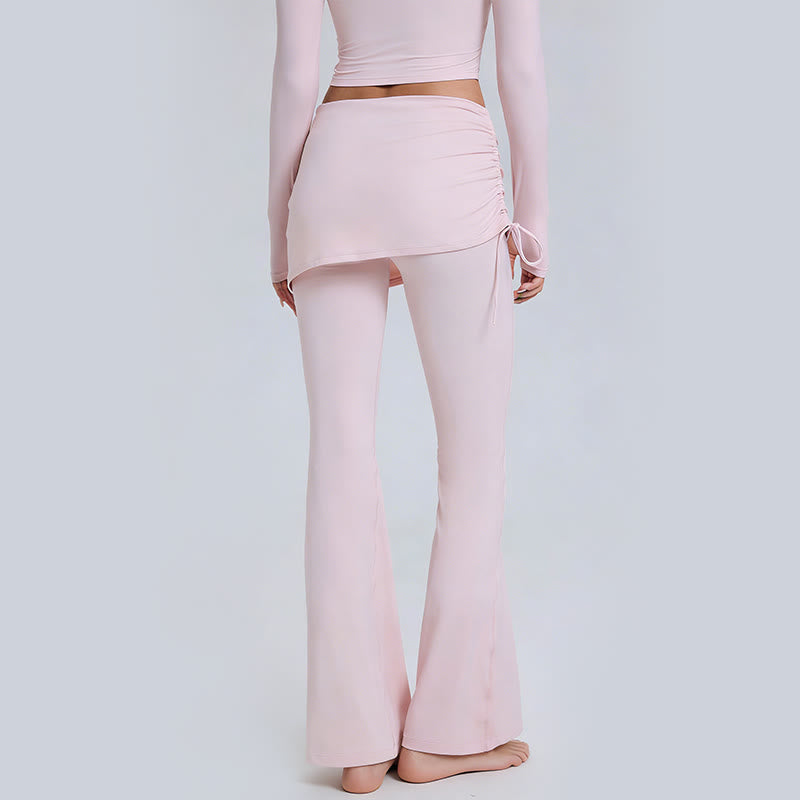 Pantalon de yoga Olivenorma uni, taille basse et évasé, pour femme - image 8