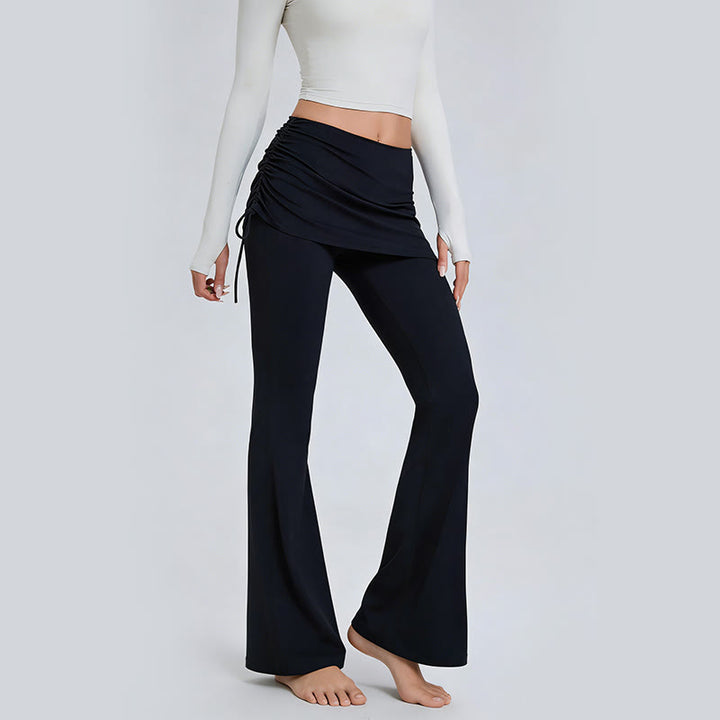 Pantalon de yoga Olivenorma uni, taille basse et évasé, pour femme - Noir - XL - image 10