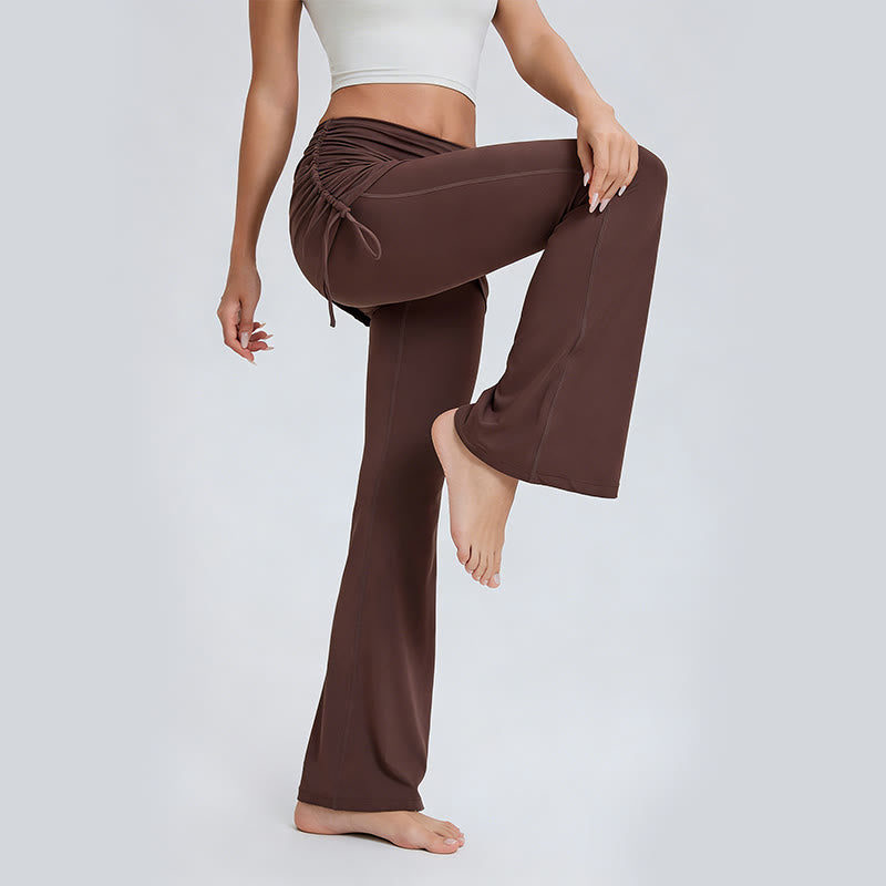 Pantalon de yoga Olivenorma uni, taille basse et évasé, pour femme - image 2