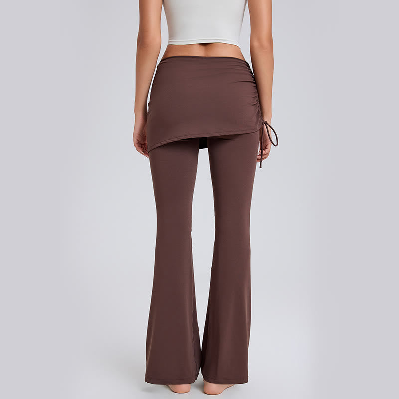 Pantalon de yoga Olivenorma uni, taille basse et évasé, pour femme - image 1