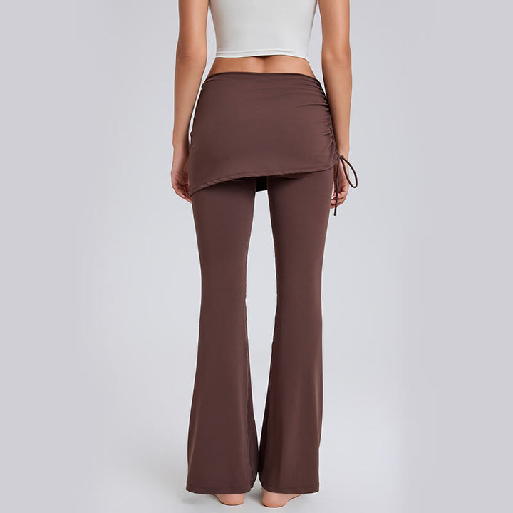 Pantalon de yoga Olivenorma uni, taille basse et évasé, pour femme - image 1