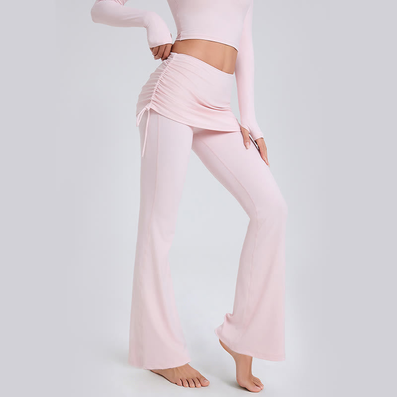 Pantalon de yoga Olivenorma uni, taille basse et évasé, pour femme - Rose - XL - image 7