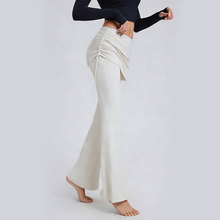 Pantalon de yoga Olivenorma uni, taille basse et évasé, pour femme - Blanc - XL - image 3