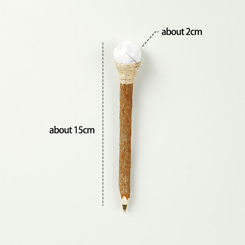 Stylo à bille en bois et pierres précieuses naturelles Olivenorma, baguettes de cristal - Boule de cristal en pierre de pin blanc - image 27