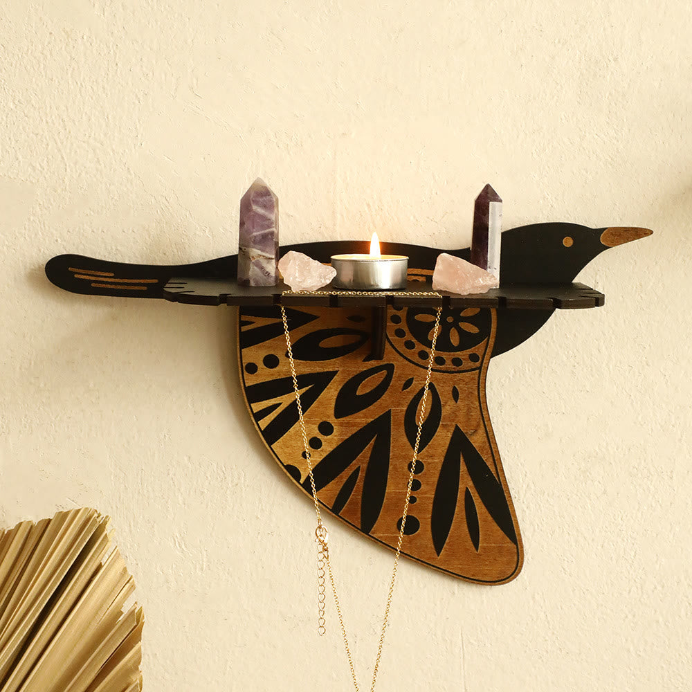 Étagère en cristal Olivenorma en bois avec oiseaux volants - C - image 3
