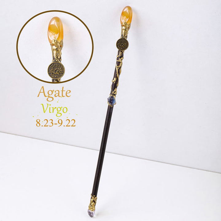Baguettes de cristal Olivenorma en pierre précieuse naturelle, 12 constellations - Agate-Vierge - image 16