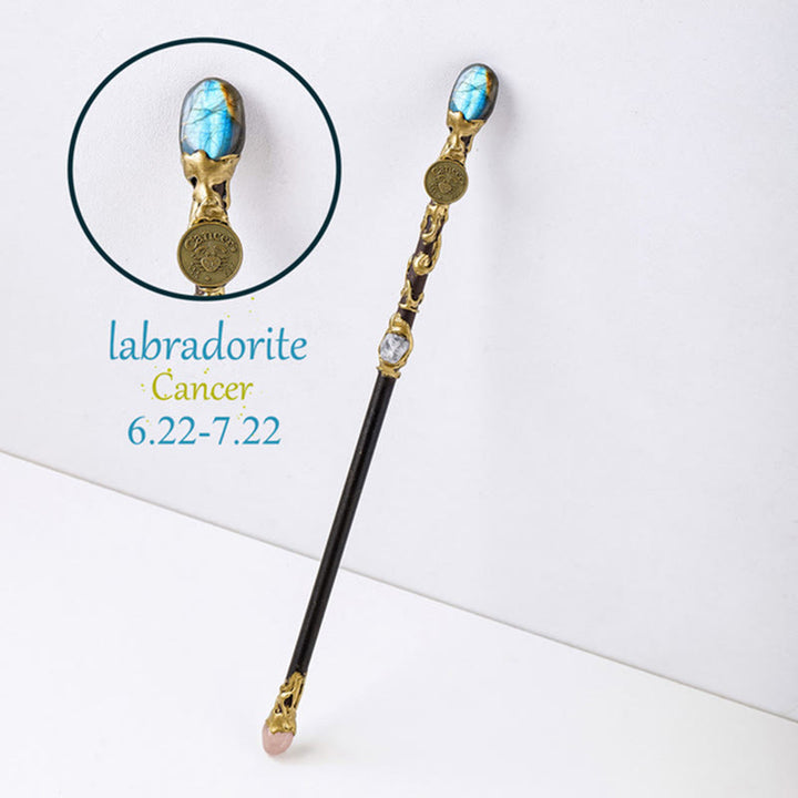 Baguettes de cristal Olivenorma en pierre précieuse naturelle, 12 constellations - Labradorite-Cancer - image 12