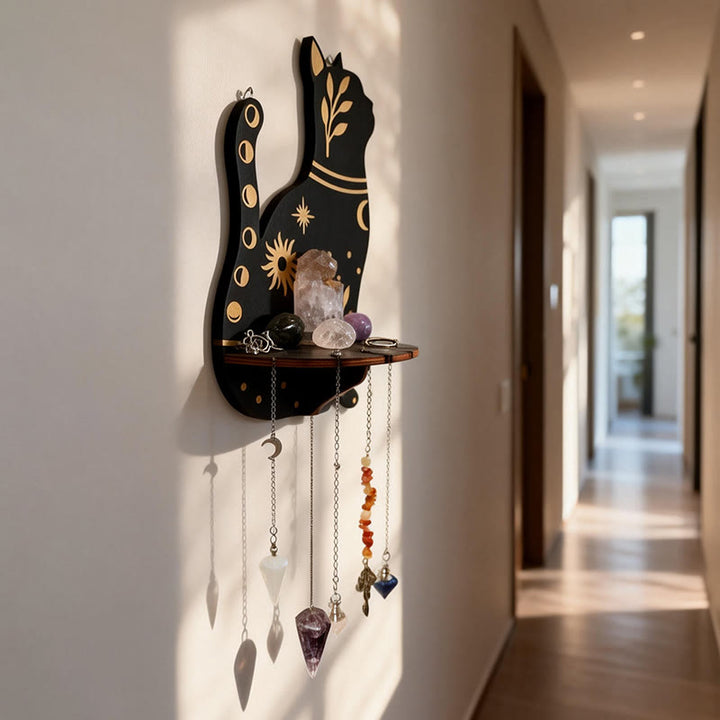 Étagère en bois Olivenorma avec chaton mignon et cristal - image 3