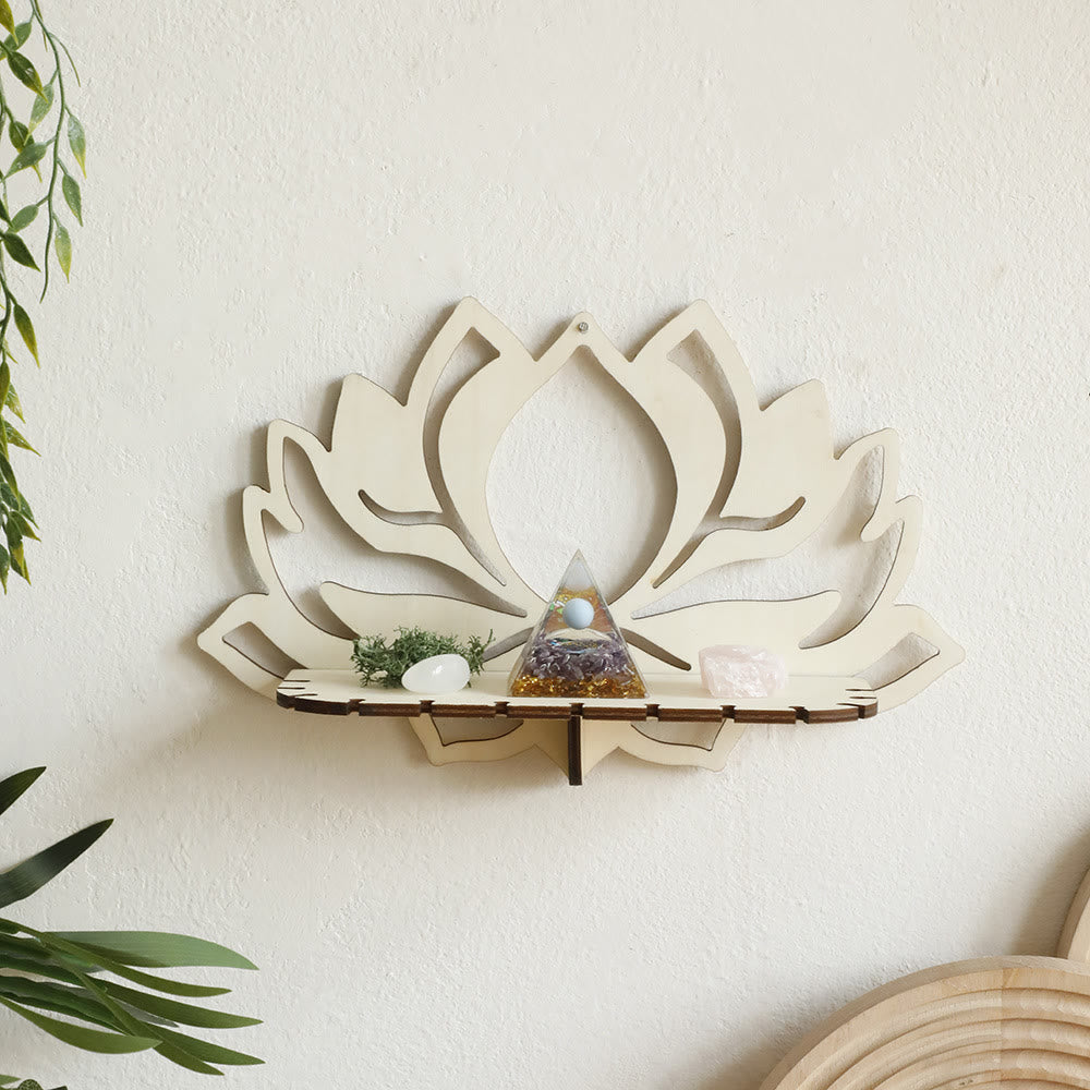 Étagère en bois Olivenorma élégante en forme de lotus et cristal - image 1