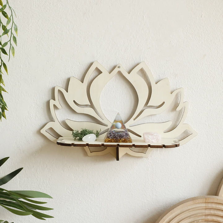 Étagère en bois Olivenorma élégante en forme de lotus et cristal - image 1