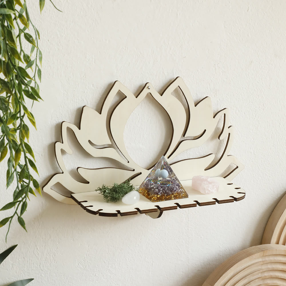 Étagère en bois Olivenorma élégante en forme de lotus et cristal - image 2