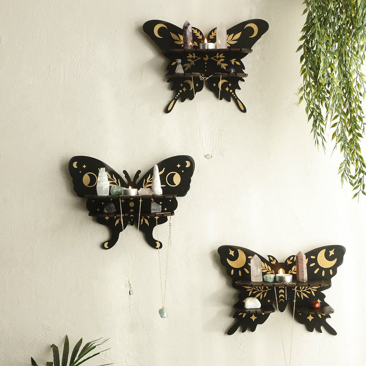 Étagère en bois Olivenorma Lune et Étoile Papillon Cristal - image 0