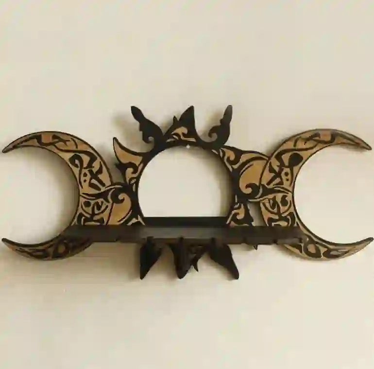 Étagère en bois Olivenorma avec motif soleil et double croissant de lune - image 3