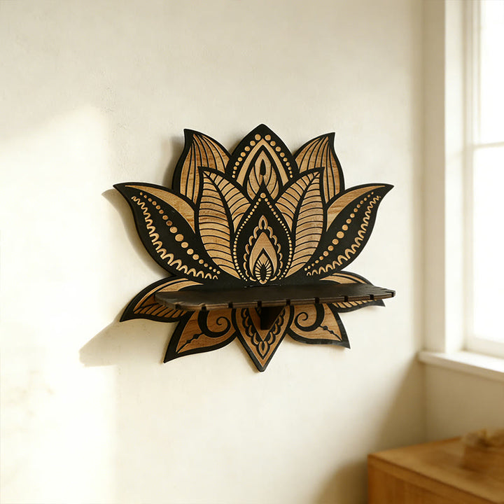 Étagère en bois Olivenorma à motif de mandala de lotus et cristal - image 4