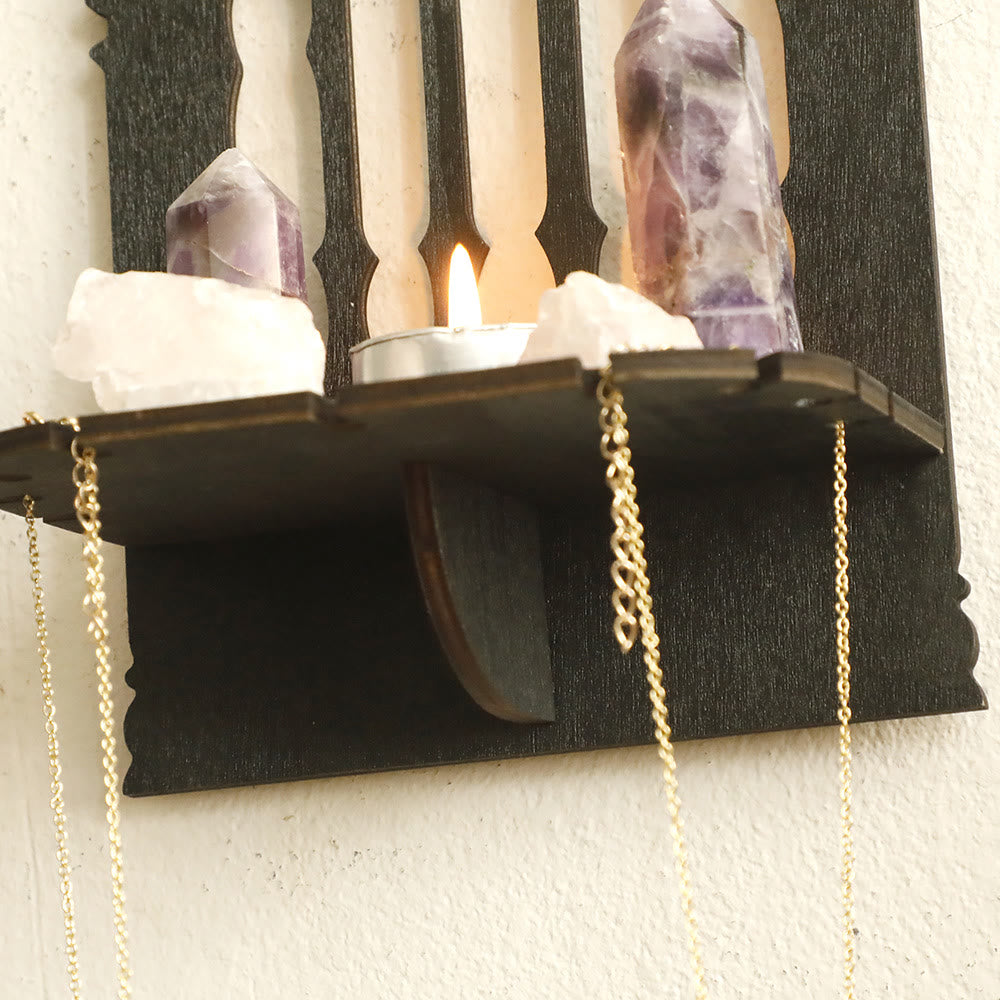 Trône gothique en bois Olivenorma avec étagère en cristal - image 3