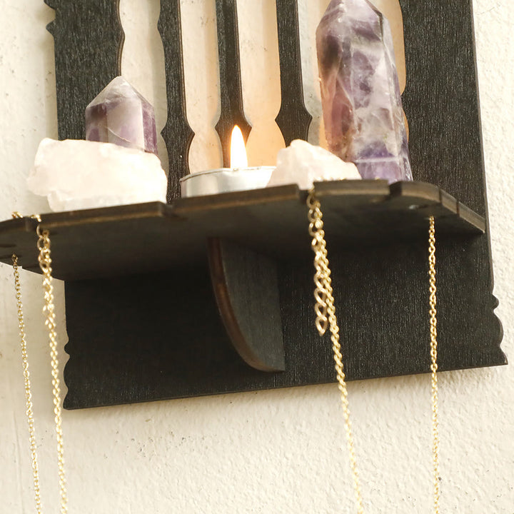 Trône gothique en bois Olivenorma avec étagère en cristal - image 3