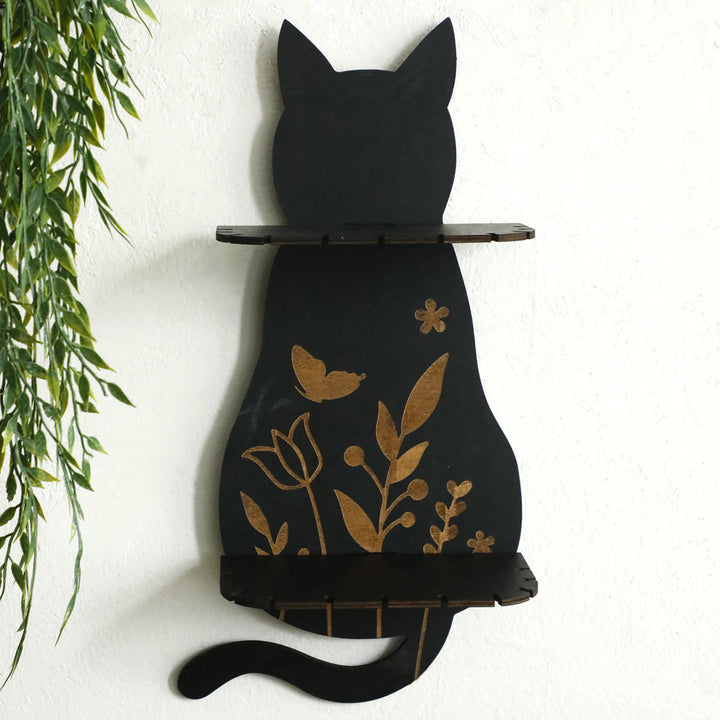 Étagère à cristaux double couche Olivenorma en bois, style gothique, chat - image 1