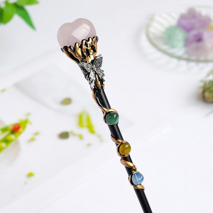 Baguettes magiques en cristal Olivenorma en pierre précieuse naturelle en forme de cœur et d'étoile - Quartz rose - Style cœur - image 1