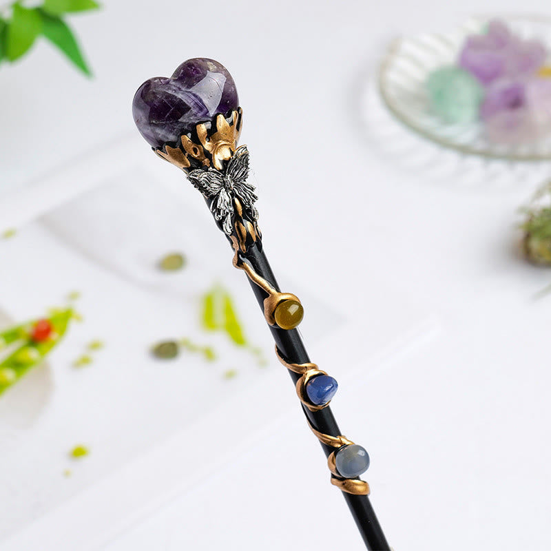 Baguettes magiques en cristal Olivenorma en pierre précieuse naturelle en forme de cœur et d'étoile - Style Cœur d'Amour Améthyste - image 9