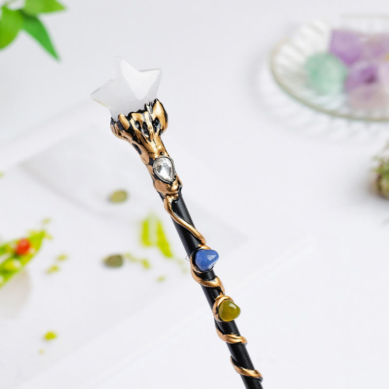 Baguettes magiques en cristal Olivenorma en pierre précieuse naturelle en forme de cœur et d'étoile - Quartz clair style étoile - image 35