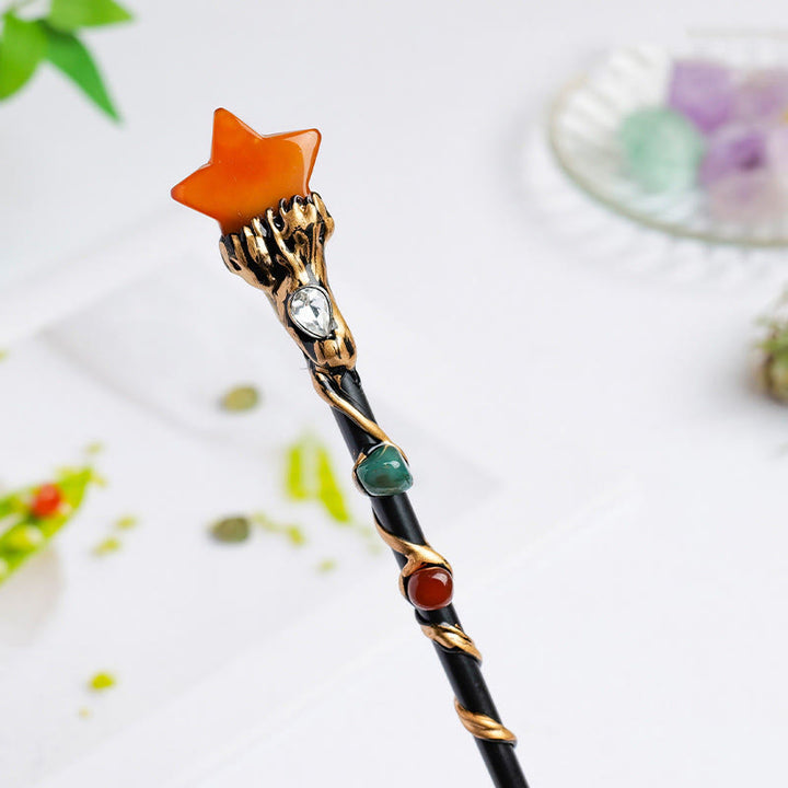 Baguettes magiques en cristal Olivenorma en pierre précieuse naturelle en forme de cœur et d'étoile - Style étoile en agate rouge - image 45