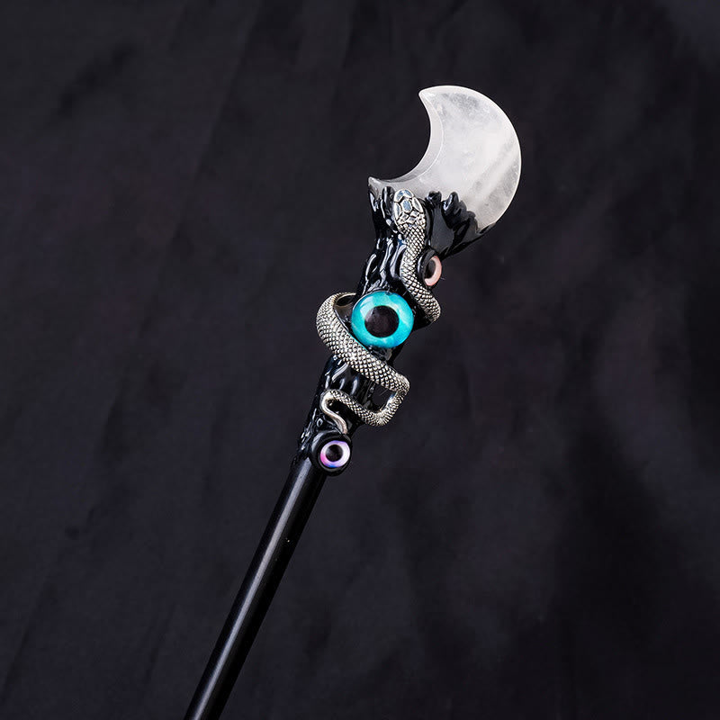 Baguettes magiques en cristal et pierre précieuse naturelle Olivenorma pour l'œil maléfique - Quartz clair style lune - image 27