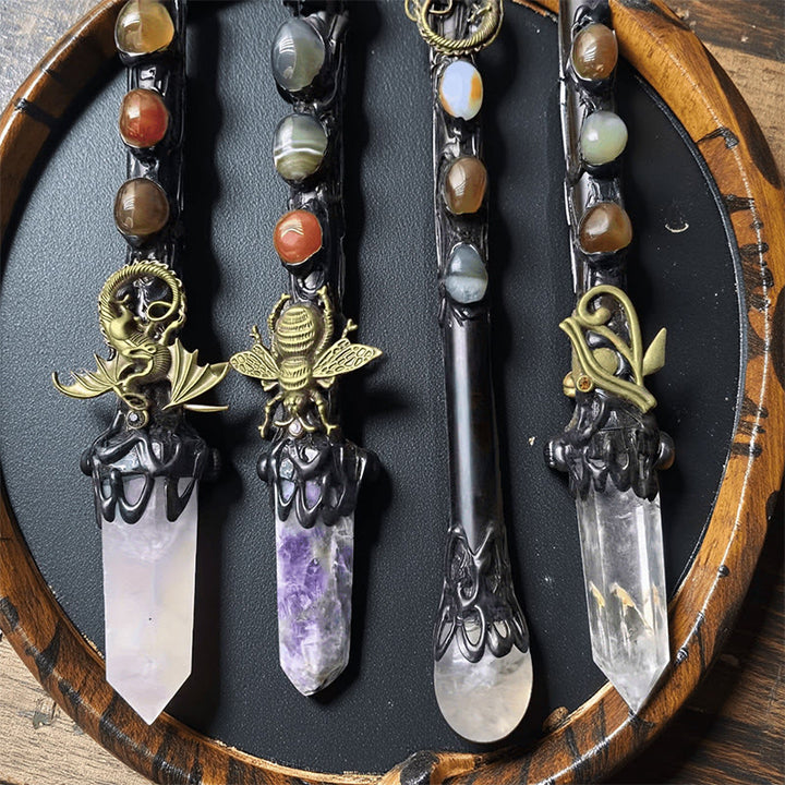 Baguettes magiques en cristal hexagonal à pointe unique Olivenorma, pierre précieuse naturelle - image 3