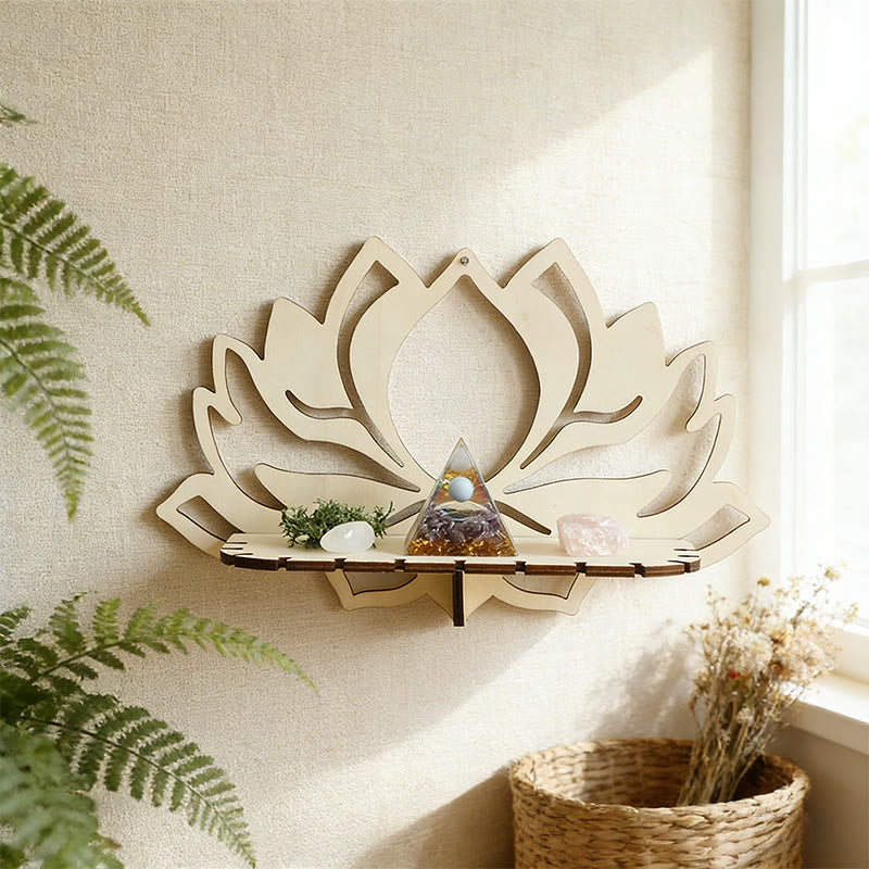 Étagère en bois Olivenorma élégante en forme de lotus et cristal - Lotus - image 0