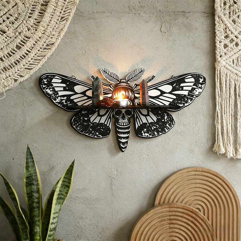 Étagère en bois Olivenorma motif papillon et crâne - image 2