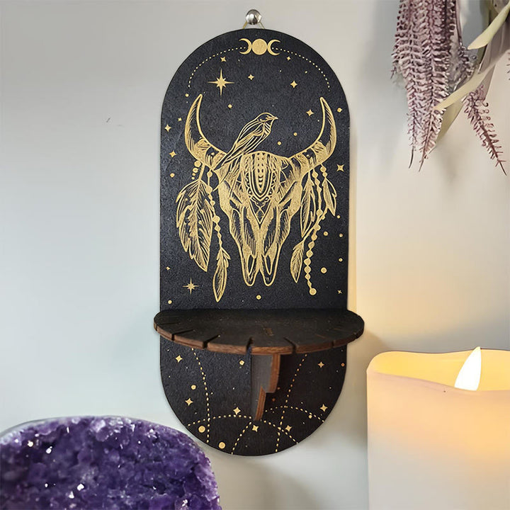 Étagère ovale en bois noir style bohème Olivenorma en cristal - 12 - image 11
