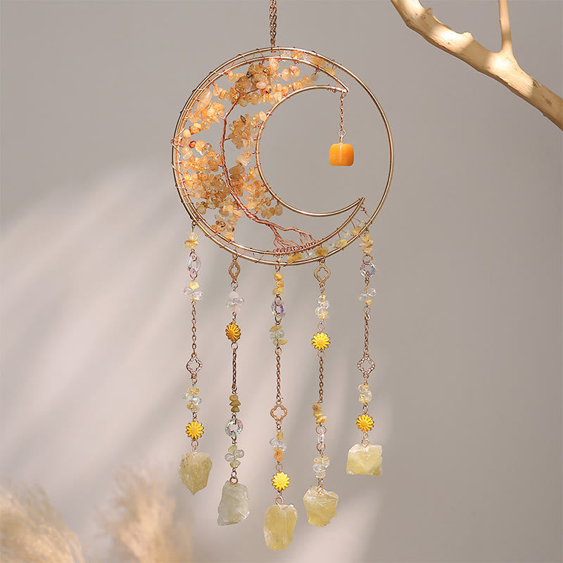 Carillon Olivenorma Arbre de Vie Lune Éclats de Cristal Colorés - Citrine - image 10