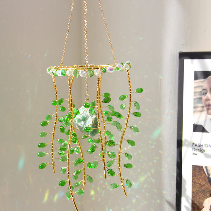 Carillon Olivenorma en aventurine verte naturelle, motif branche de saule - image 0