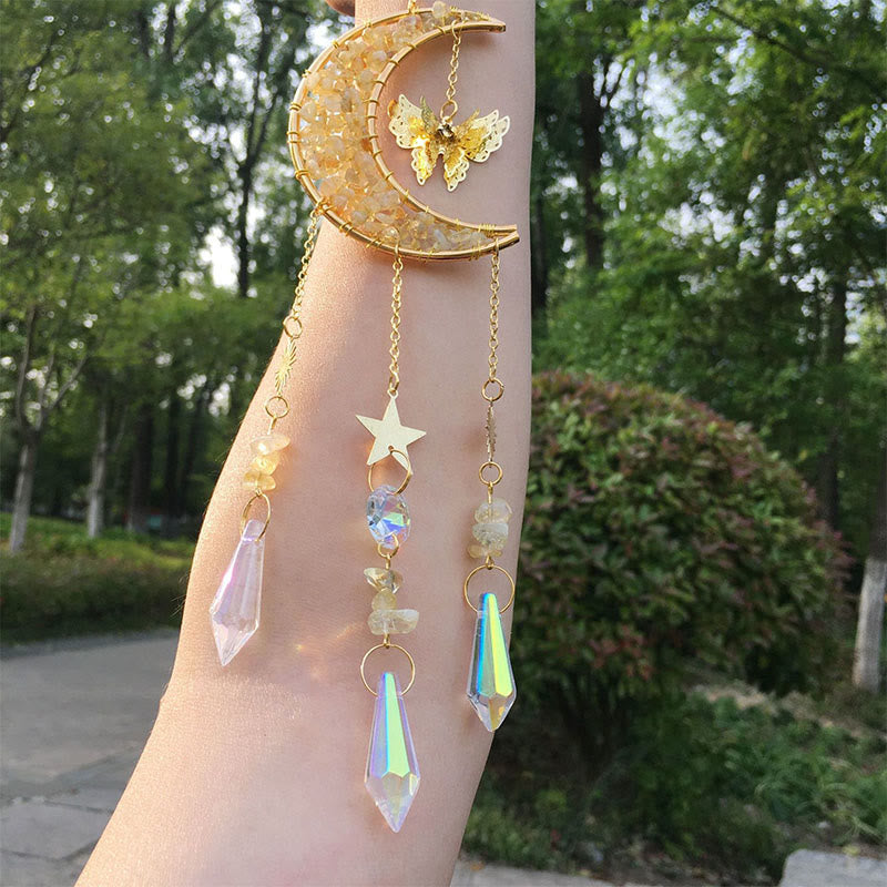 Carillon Olivenorma en cristal naturel, motif lune et soleil - Citrine - image 14