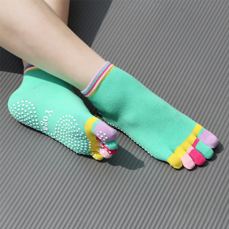 Chaussettes de Pilates Olivenorma antidérapantes avec séparation des orteils, légères et respirantes, pour un confort optimal et un maintien des orteils jusqu'à la cheville. Chaussettes de yoga à cinq orteils. - Couverture complète et verte - 10 paires - image 6