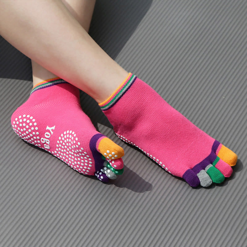 Chaussettes de Pilates Olivenorma antidérapantes avec séparation des orteils, légères et respirantes, pour un confort optimal et un maintien des orteils jusqu'à la cheville. Chaussettes de yoga à cinq orteils. - Couverture complète et rose - 10 paires - image 4