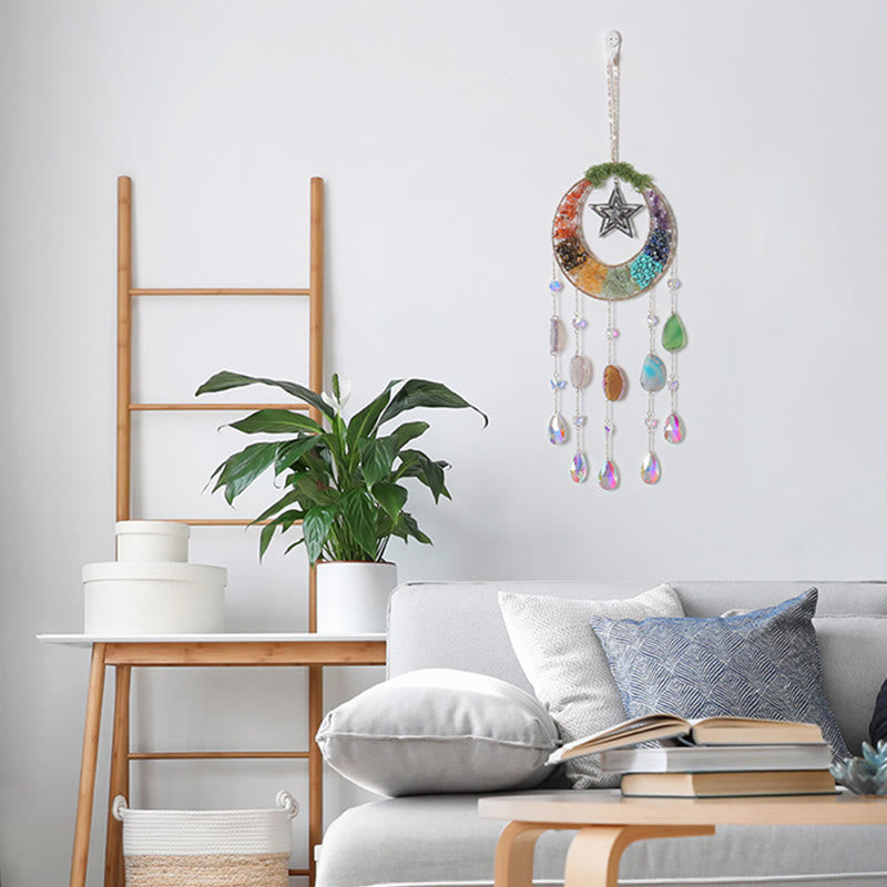 Carillon Olivenorma Crystal Chips Lune et Étoile Arc-en-ciel Chakra Attrape-soleil - image 6