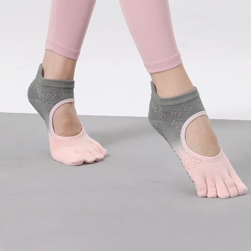 Chaussettes de Pilates et de danse Olivenorma antidérapantes, respirantes, à talon ouvert et dégradées, sans dos, pour le yoga et le yoga. - image 9