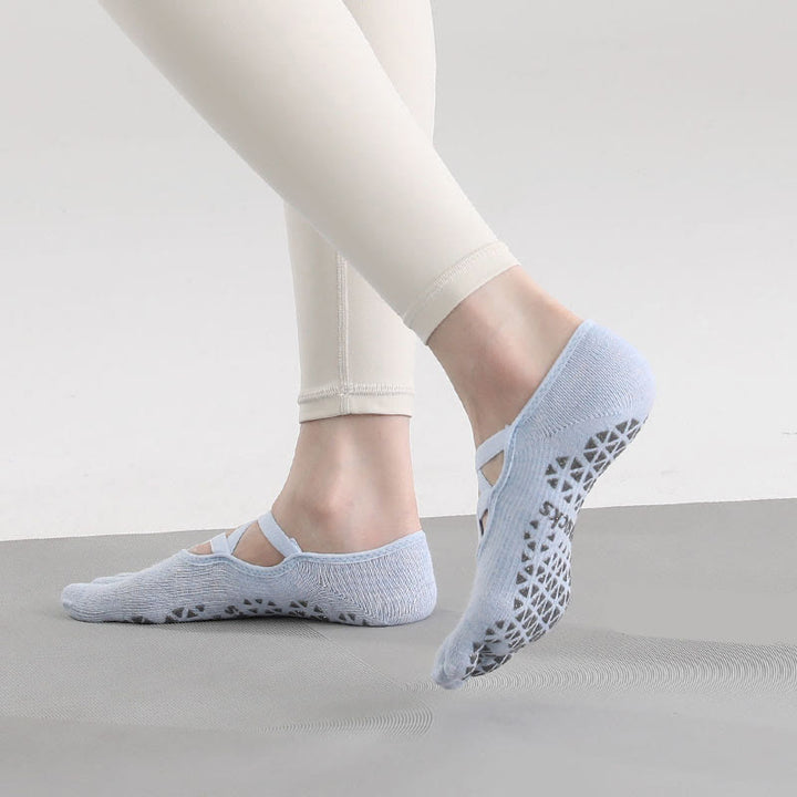 Chaussettes de Pilates et de fitness Olivenorma antidérapantes avec bride croisée pour un maintien sûr des orteils et cinq brides pour les orteils. - image 7