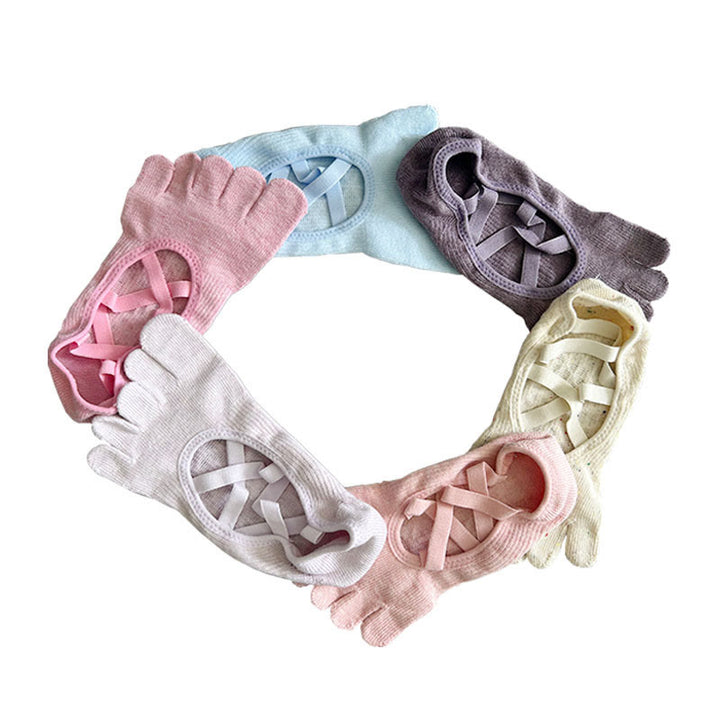Chaussettes de yoga Olivenorma à cinq orteils avec bride antidérapante - Chaque couleur - 6 paires (une paire de chaque couleur) - image 9
