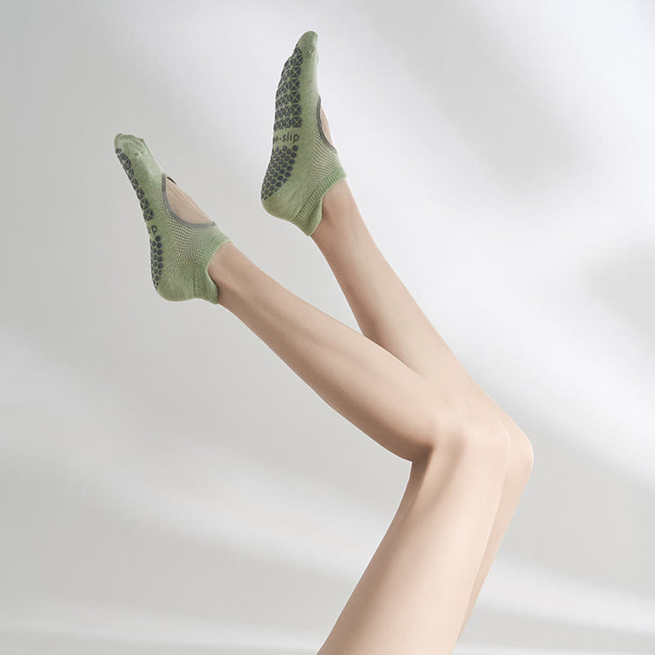 Chaussettes de sport Olivenorma à cinq orteils, antidérapantes et sans talon, montantes et hautes, idéales pour le yoga. - Vert - 7 paires (une paire de chaque couleur) - image 2