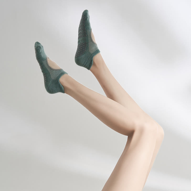 Chaussettes de sport Olivenorma antidérapantes avec séparation des orteils, en coton respirant et confortable, sans talon, pour le yoga et le sport. - Vert foncé - 10 paires - image 7