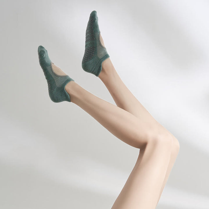 Chaussettes de sport Olivenorma antidérapantes avec séparation des orteils, en coton respirant et confortable, sans talon, pour le yoga et le sport. - Vert foncé - 10 paires - image 7