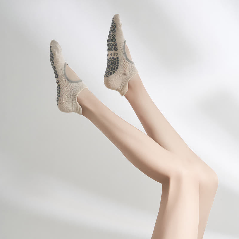 Chaussettes de sport Olivenorma antidérapantes avec séparation des orteils, en coton respirant et confortable, sans talon, pour le yoga et le sport. - Blanc crémeux - 10 paires - image 1