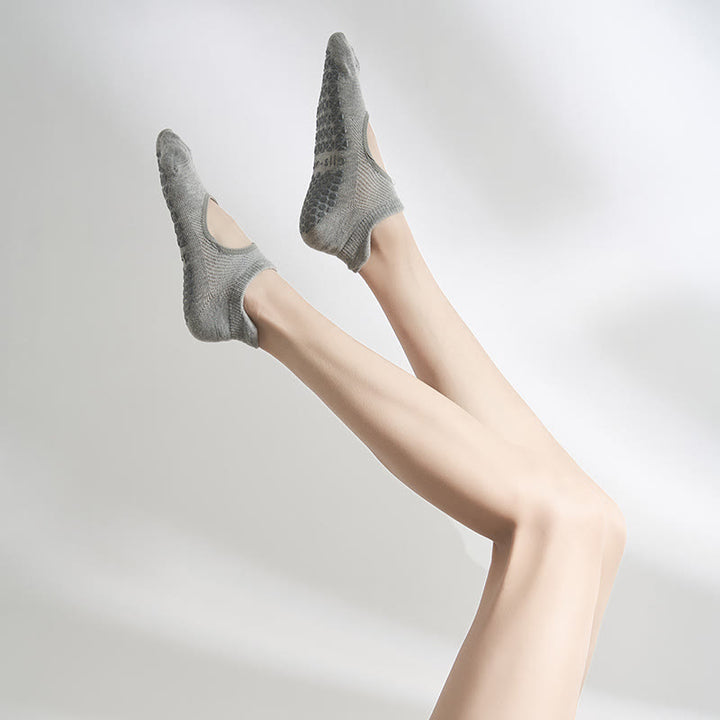 Chaussettes de sport Olivenorma antidérapantes avec séparation des orteils, en coton respirant et confortable, sans talon, pour le yoga et le sport. - Gris - 10 paires - image 3