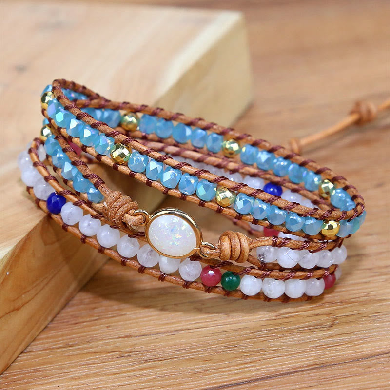 Bracelet de protection bohème Olivenorma Healing - Agate blanche et verre cristal - image 1