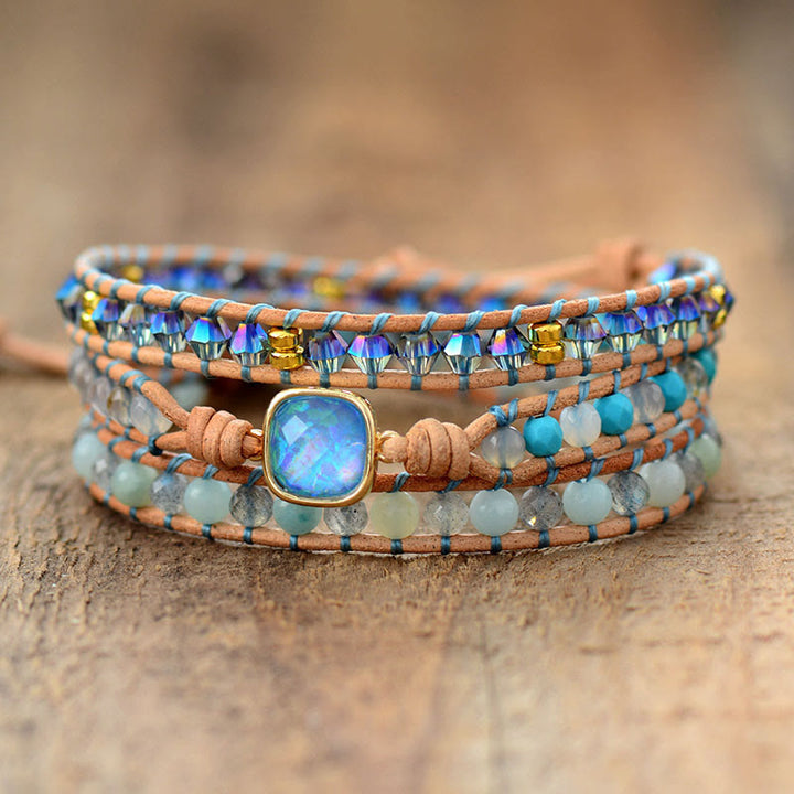 Bracelet Olivenorma Healing multicolore à perles tissées - Amazonite et aigue-marine - image 8